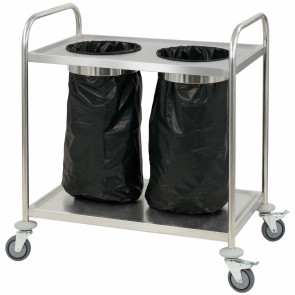 Service trolley with garbage bag holders CLN stainless steel Model CCIPP