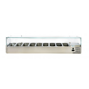 Refrigerated pizza display case stainless steel AISI 201 ForCold Model VRX2000-380-FC 9 x GN1/3