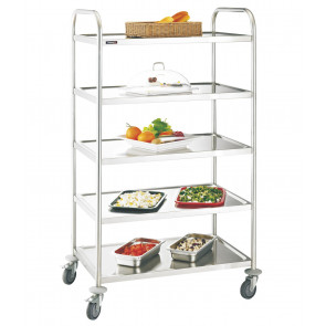 Stainless steel service trolley CLN 5 shelves Model CCI5