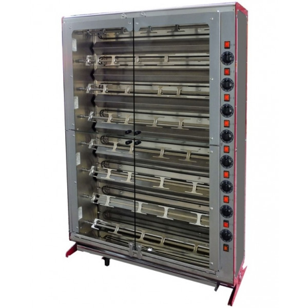 Gas vertical rotisserie ENG Model ELBA32PG Capacity N.32 Chickens N.8 stainless steel tubular spits 12 x 12 mm