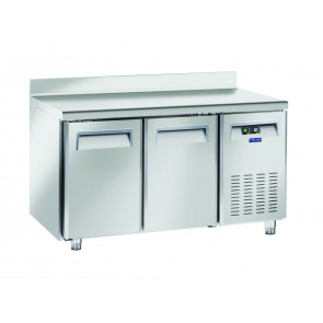 Tavolo Refrigerato TROPICALIZZATO GN1/1 in acciaio inox Refrigerazione ventilata MOTORE REMOTO 2 Porte in acciaio inox Modello QN2200SG con alzatina