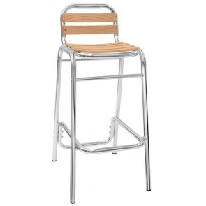 Stool SETR Anodized aluminum frame Ø 28 x 1,8 mm, oak bands Model 042-ALW09