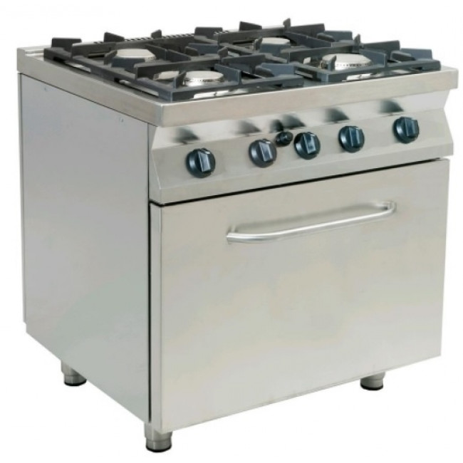 Cucina a gas - 4 fuochi - forno a gas statico gn 2/1