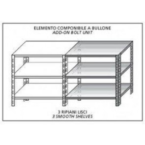 Scaffali inox a bullone IXP 3 ripiani lisci Elemento componibile Da aggiungere ad elemento già esistente NON UTILIZZABILE DA SOLO Finitura lucida Modello SC515LC