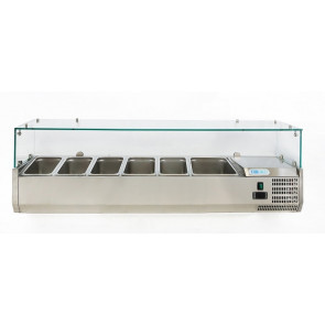 Vetrina refrigerata per pizza in acciaio INOX AISI 201 ForCold Modello VRX1500-380-FC 5 x GN1/3 + 1 x GN 1/2