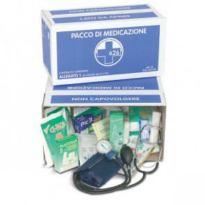 Pacco medicazione a norma del D.M. 388 15/07/2003e del D.L. 81 9/04/2008 MDL Modello ALLEGATO 1 PM089 ( FINO A 3 LAVORATORI)