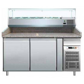 Tavolo refrigerato/Banco Pizza ventilato Modello PZ2600TN38 due porte Cassetto neutro sopra vano termico