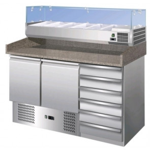 Tavolo refrigerato/Banco Pizza Statico Modello S903PZCAS-FC + VRX1400380 due porte e cassettiera