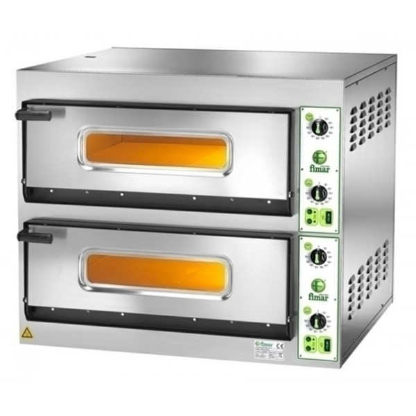 FORNO PIZZA INOX, 4 PIZZE Ø 32 cm PIANO REFRATTARIO, PORTA CON VETRO