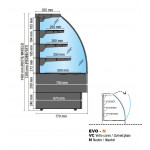 Vetrina pasticceria neutra (Non refrigerata) Modello EVO120NEUTRO Vetro frontale apribile e porte scorrevoli posteriori in vetrocamera temperata