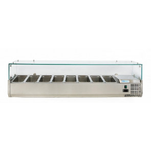 Vetrina refrigerata per pizza in acciaio INOX AISI 201 ForCold Modello VRX1800-380-FC 8 x GN1/3