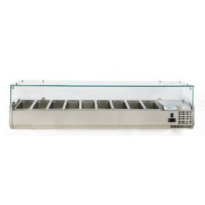 Vetrina refrigerata per pizza in acciaio INOX AISI 201 ForCold Modello VRX1800-330-FC 9 x GN1/4