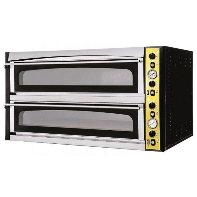 Forno Elettrico porta vetro 8 teglie 600x400 o 12 pizze diametro 400 mm 2  camere orizzontali controllo meccanico - mod. FLEX66LPORTAVETRO