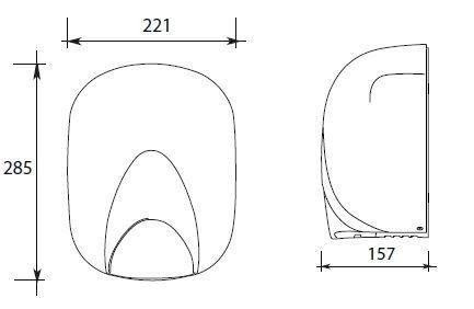 Asciugamani Elettrico STK a CONO D'ARIA in finitura lucida supporto a  parete antivandalo Modello AM1