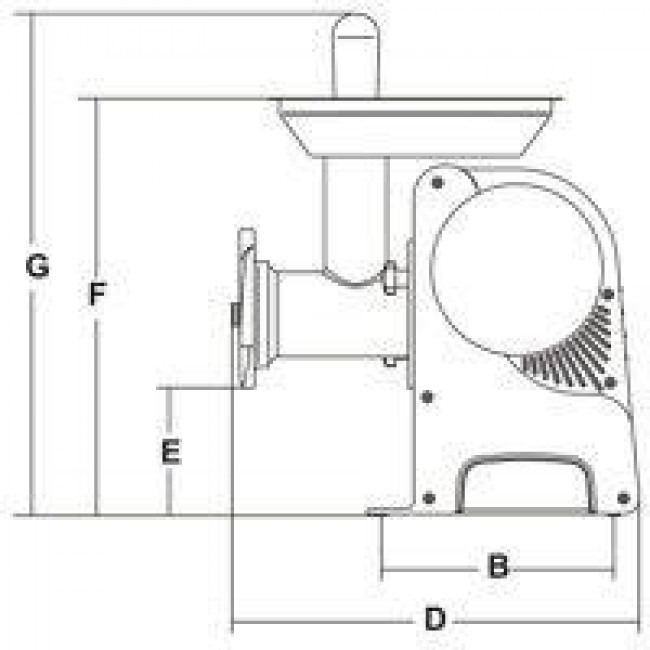 Tritacarne Modello TC12 DAKOTA Produzione oraria kg/h. 95