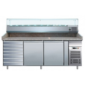 Tavolo refrigerato/Banco Pizza ventilato Modello PZ2610TN33 due porte e cassettiera