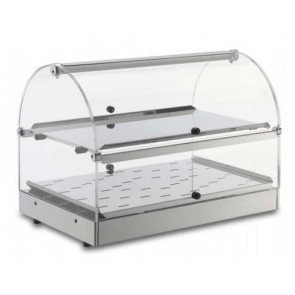 Vetrina espositore da banco calda TP Modello VB52R 2 ripiani Fianchi e antine in plexiglass Potenza 500 W