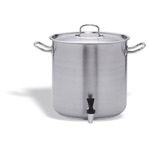 Pentola in Acciaio inox 18/10 con rubinetto e coperchio compatibile con  cucina ad induzione Capacità lt. 24 Dimensioni ø cm. 32x32h Modello 108-032