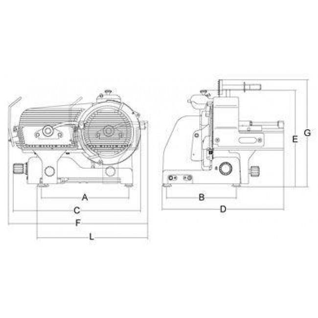 Affettatrice manuale 370L con volano a fiore lama 370mm omologazione CE  finitura con decori